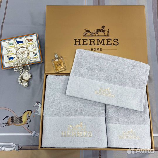 Полотенце Hermes набор 3в1 в подарочной коробке