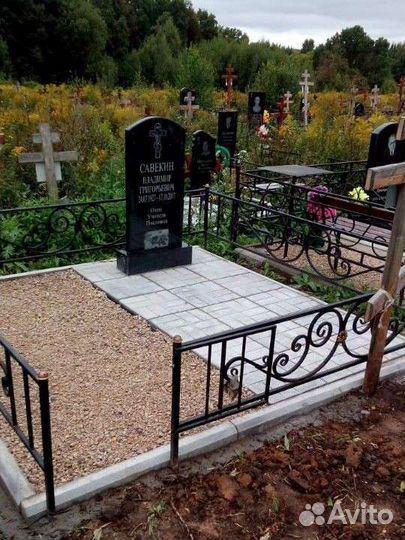 Благоустройство могил, укладка плитки