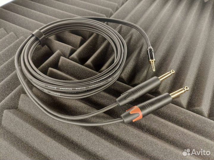 Шнур Jack 3,5 стерео на 2 Jack 6,3 моно gemini ms