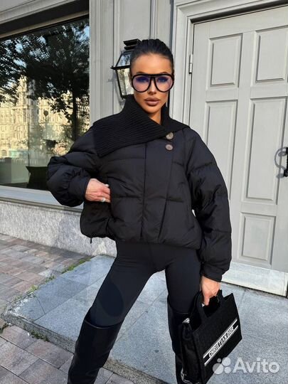 Куртка с вязанным воротником