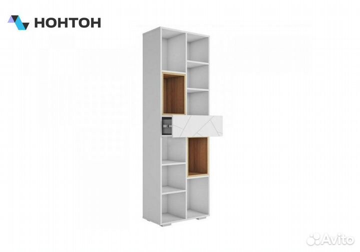 Стеллаж Гранж белый шагрень / дуб крафт золотой / матовый белый софт