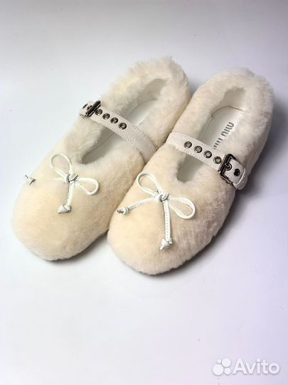 Меховые балетки новые премиум Миу Миу