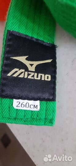 Пояс для единоборств Mizuno зеленый новый