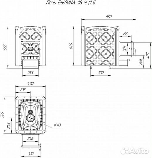 Печь банная чугунная