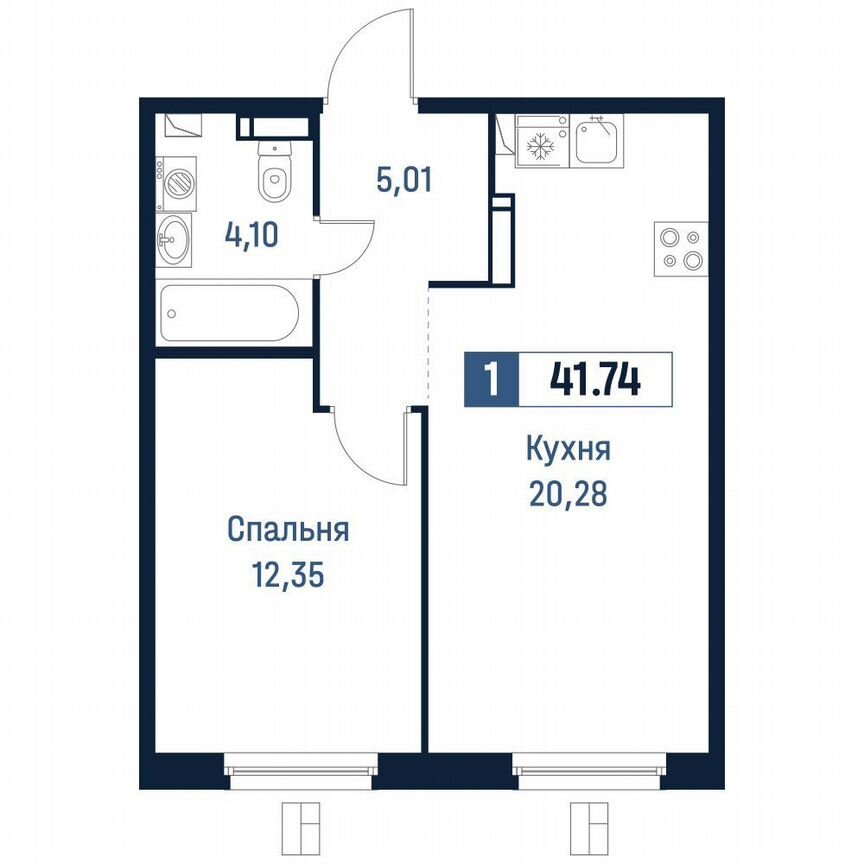 1-к. квартира, 41,7 м², 5/18 эт.