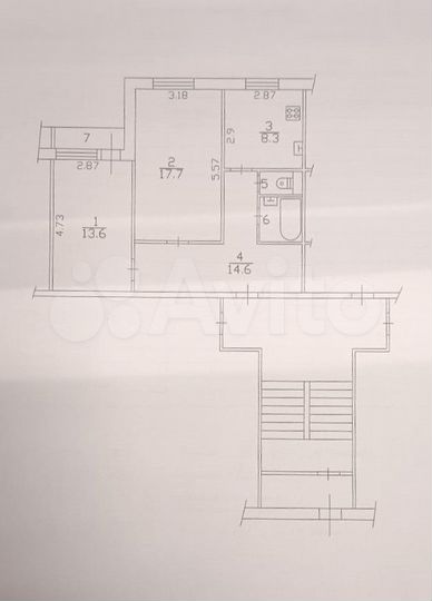 2-к. квартира, 60 м², 1/5 эт.