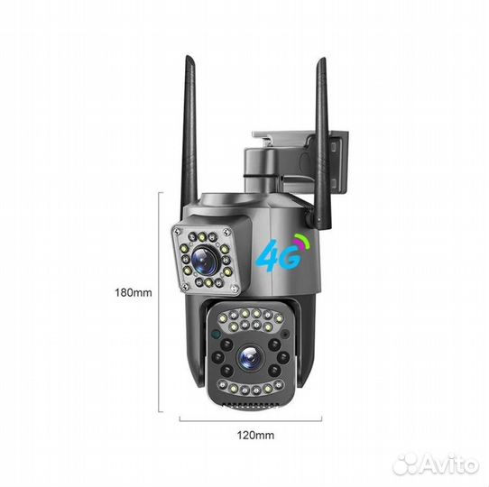 4G SIM Камера видеонаблюдения - два объектива