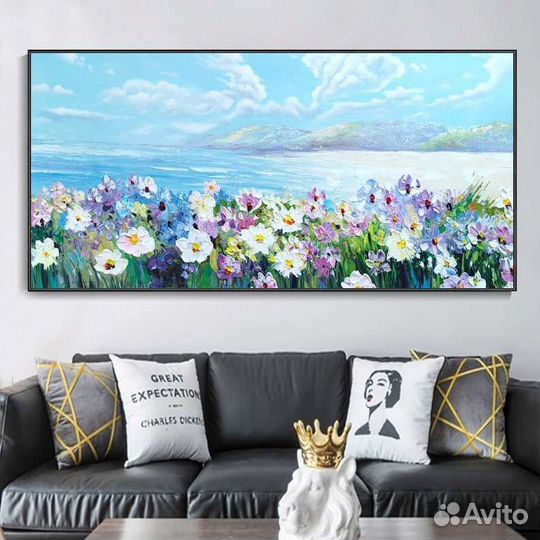 Стильная картина маслом полевые цветы