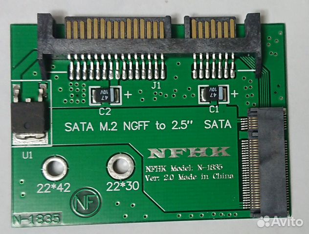 Адаптер M.2 ngff с SSD 2230 и 2242 на SATA 2.5