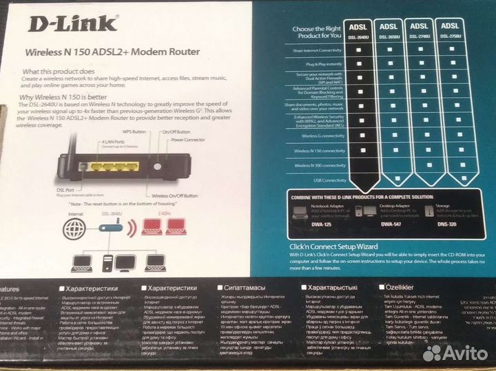 Модем роутер Wireless N 150 adsl2+ D-Link