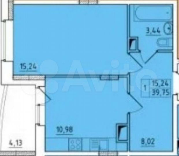 1-к. квартира, 39,8 м², 2/17 эт.