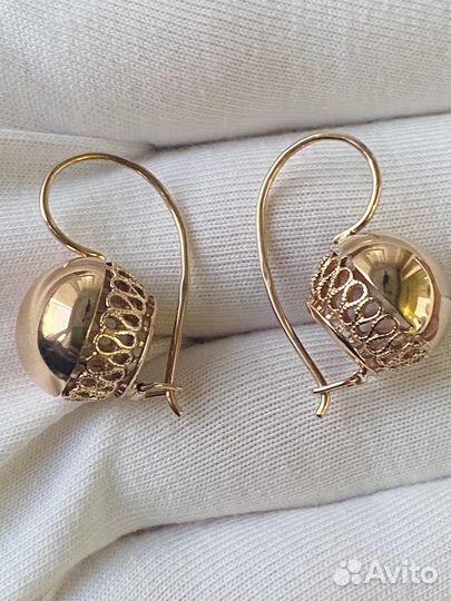 Золотые серьги шары