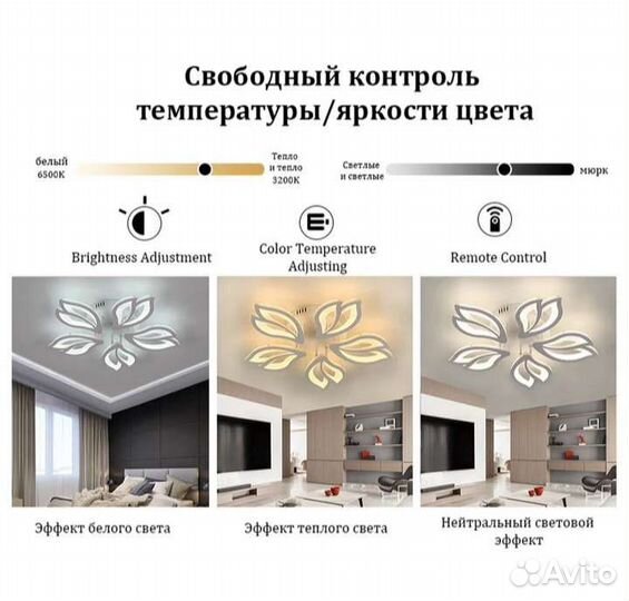 Люстра светодиодная LED, с пультом управления