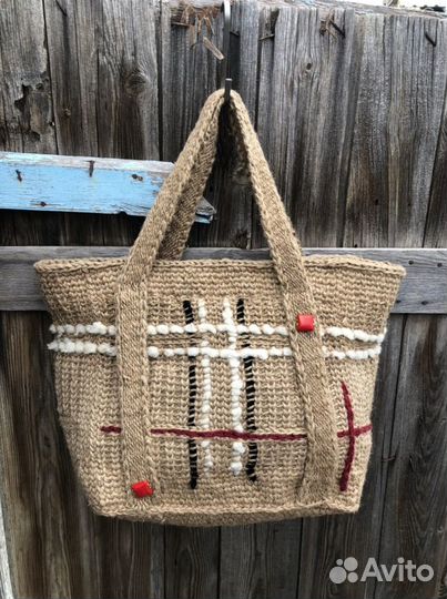 Сумка для путешествий из джута крючком