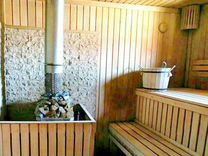 Баня на дровах с купелью и мангалом