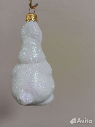 Зайчик с часами елочная игрушка