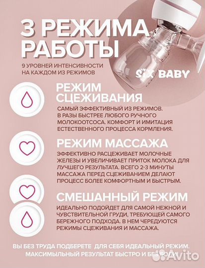 Молокоотсос электрический беспроводной sixbaby