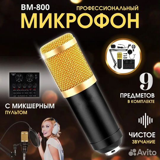 Микрофон BM-800 профессиональный с звуковой картой