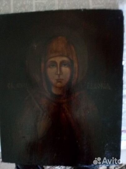 Икона старинная святая Евдокия. Живопись