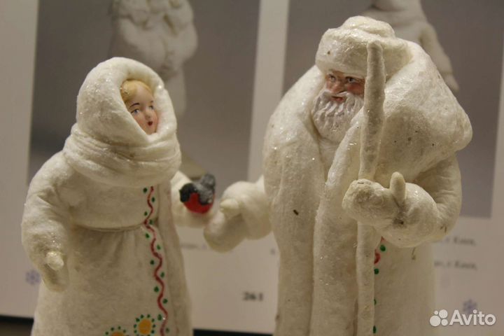 Ватные ёлочные игрушки Дед Мороз и Снегурочка