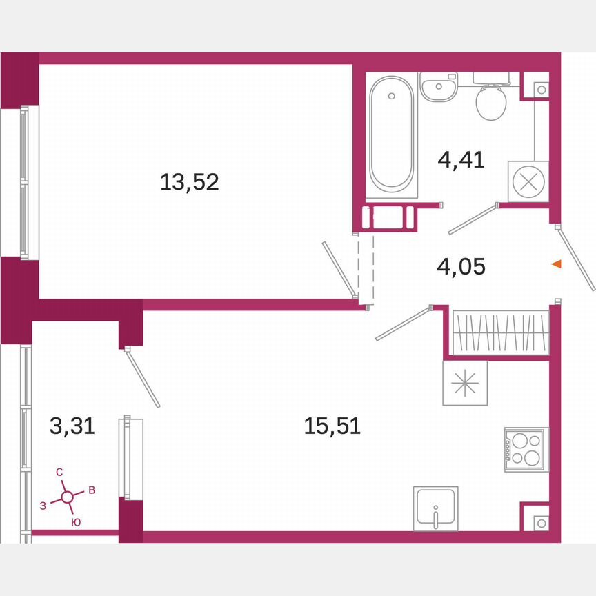 1-к. квартира, 39,2 м², 7/10 эт.