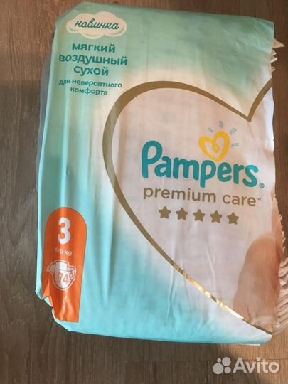 Подгузники Pampers Premium Care 3 6-10кг 74шт