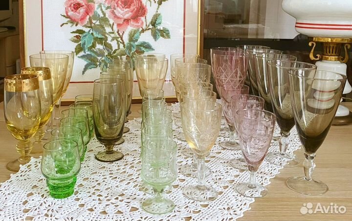 Фужеры, рюмки, стопки Цветное стекло СССР