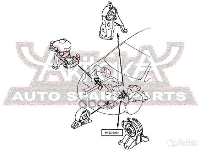 Подушка двигателя левая AT mitsubishi galant EA