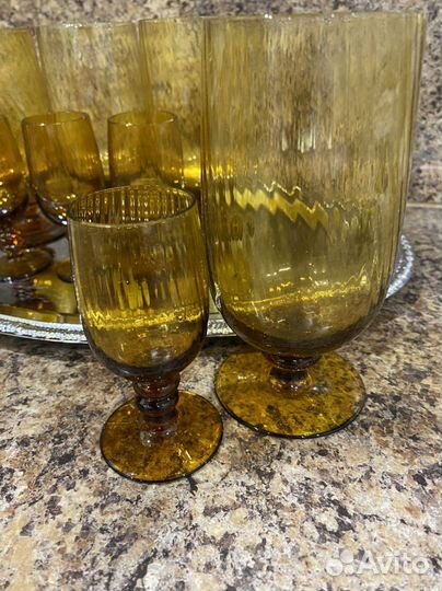 Набор Винтажные бокалы янтарное стекло