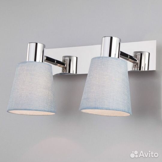 Светильник спот 2х40 Вт Е14 хром/голубой