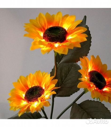 Светодиодный подсолнух тройной, 80 см, на сол. бат
