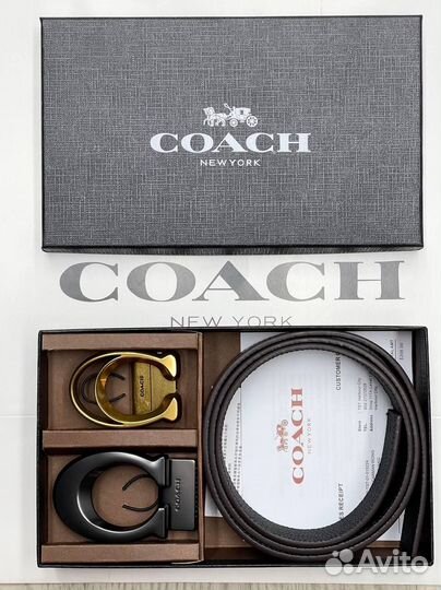 Ремень мужской кожаный двусторонний Coach