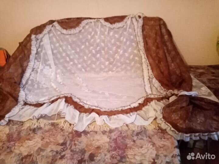 Шторы для кухни\дачи рюши,тесьма, гипюр