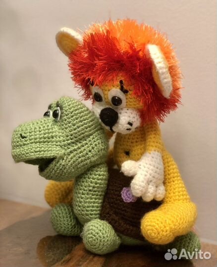 Вязаные Львенок и Черепаха (цена за 2-х)
