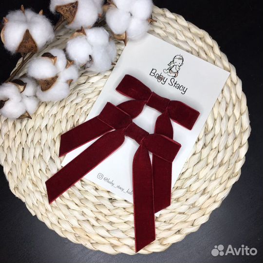 Бархатные бантики ручной работы