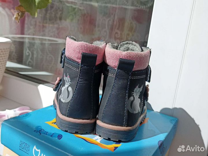 Ботинки для девочки кожаные 21Котофей демисезонные