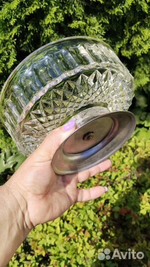 Хрустальная ваза фруктовница на ножке