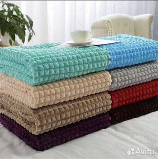 Плед двухсторонний бежевый