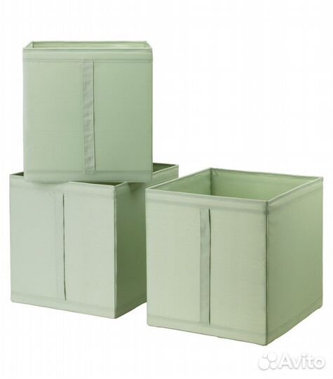 Икеа Коробки 3шт, светло-зеленые 31x34x33 см