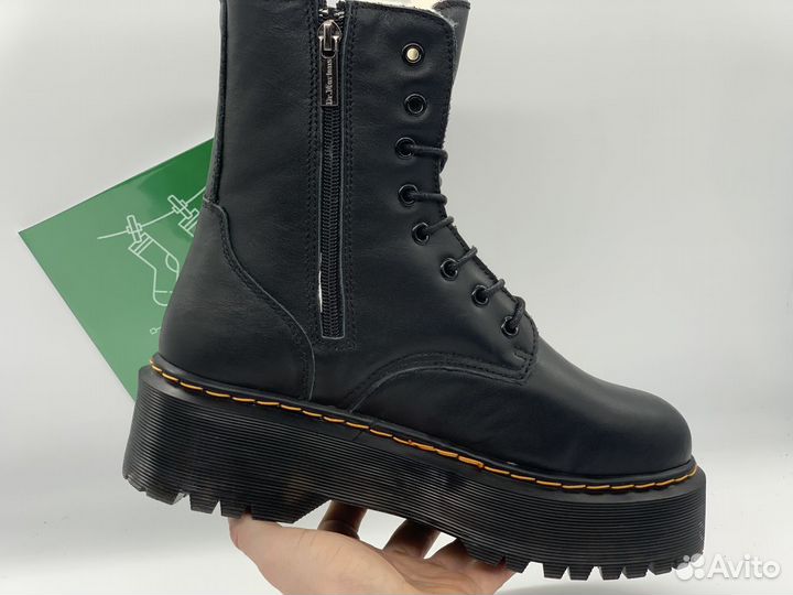 DR. Martens 1460 Jadon Black Platform Белый мех