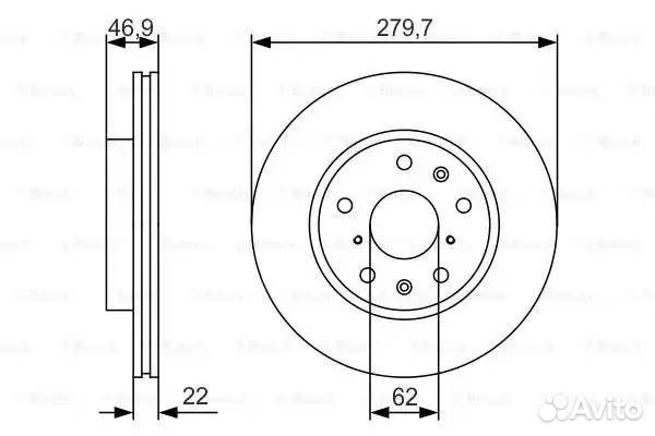 Диск торм. пер.279,5x22 5 отв