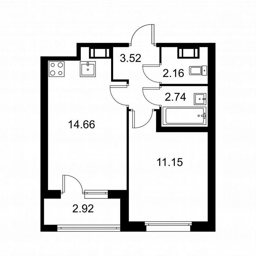 1-к. квартира, 35,7 м², 2/9 эт.