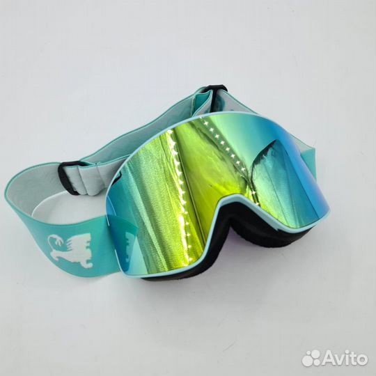 Очки детские горнолыжные, сноуборд, бирюзовые