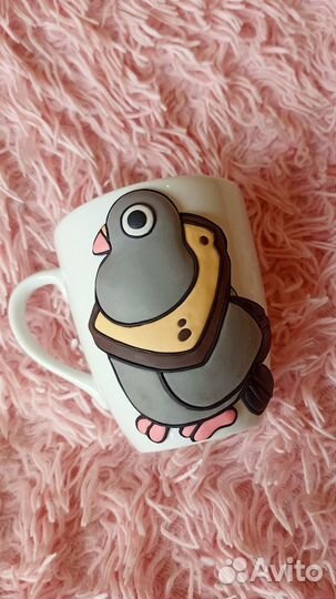 Кружка с декором из полимерной глины ручной работы