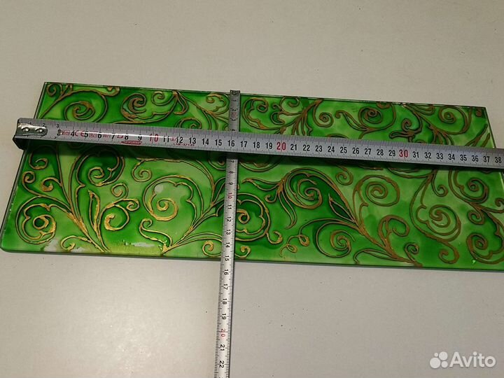 Полочки стеклянные с витражным рисунком с крепежем