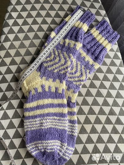 Носки вязаные шерстяные высокие. Ручная работа