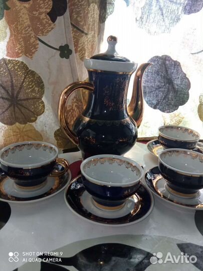 Сервиз кофейный 4 персоны кобальт бу