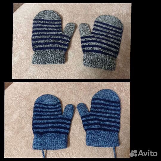 Варежки серые утеплённые на осень