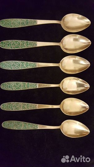 Ложки чайные серебро 875 с золочением