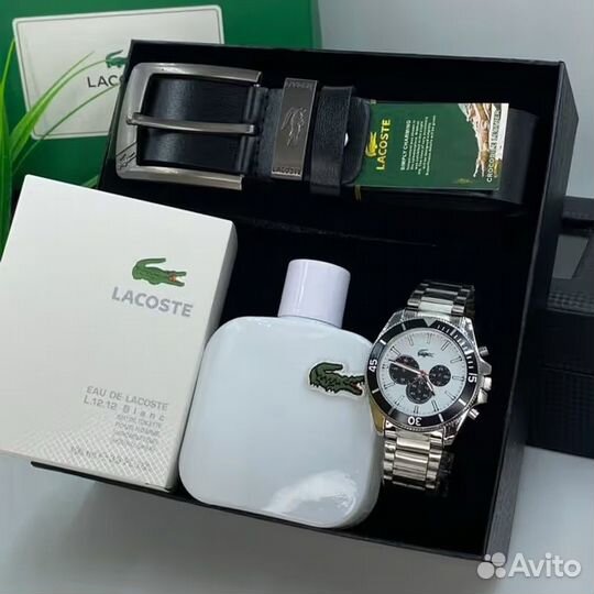 Подарочный набор Lacoste часы+духи+ремень